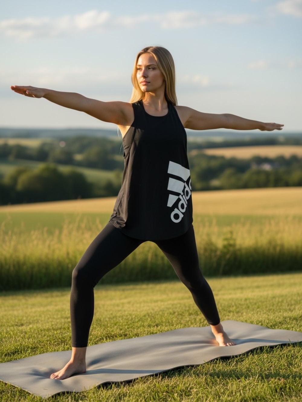 adidas DARK charcoal Tank Top with White Logo